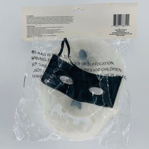 Light Up Face Mask Children Halloween Kids White Black Skull Front Battery - Picture 4 of 5